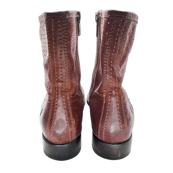 Frye | Women | Melissa Whiskey Perforated Leather Ankle Booties | Size 5.5 M - Picture 3 of 16